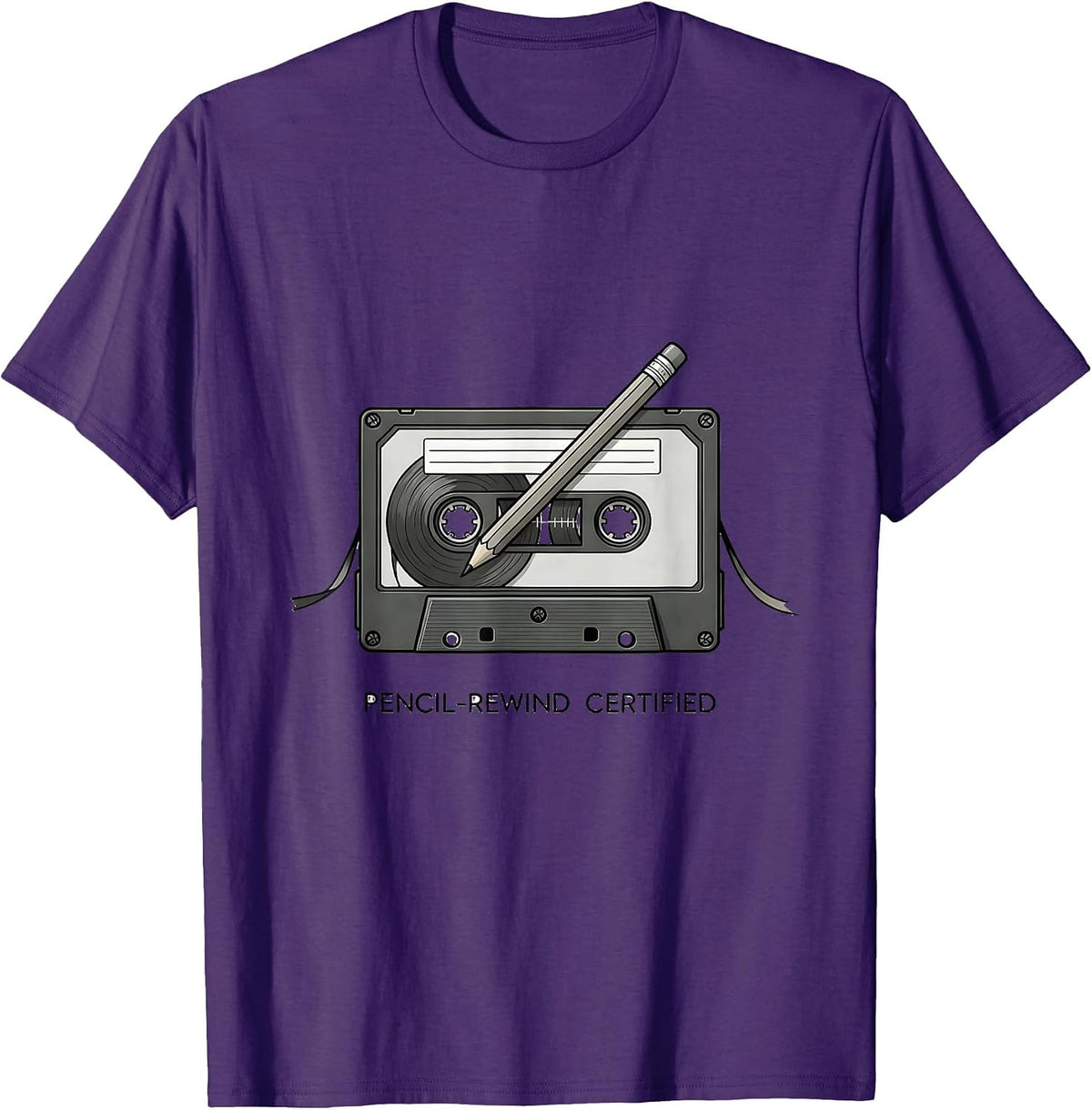 Men's Pencil-Rewind Certified Vintage 90s Hip-Hop Nostalgia T-Shirt - Purple