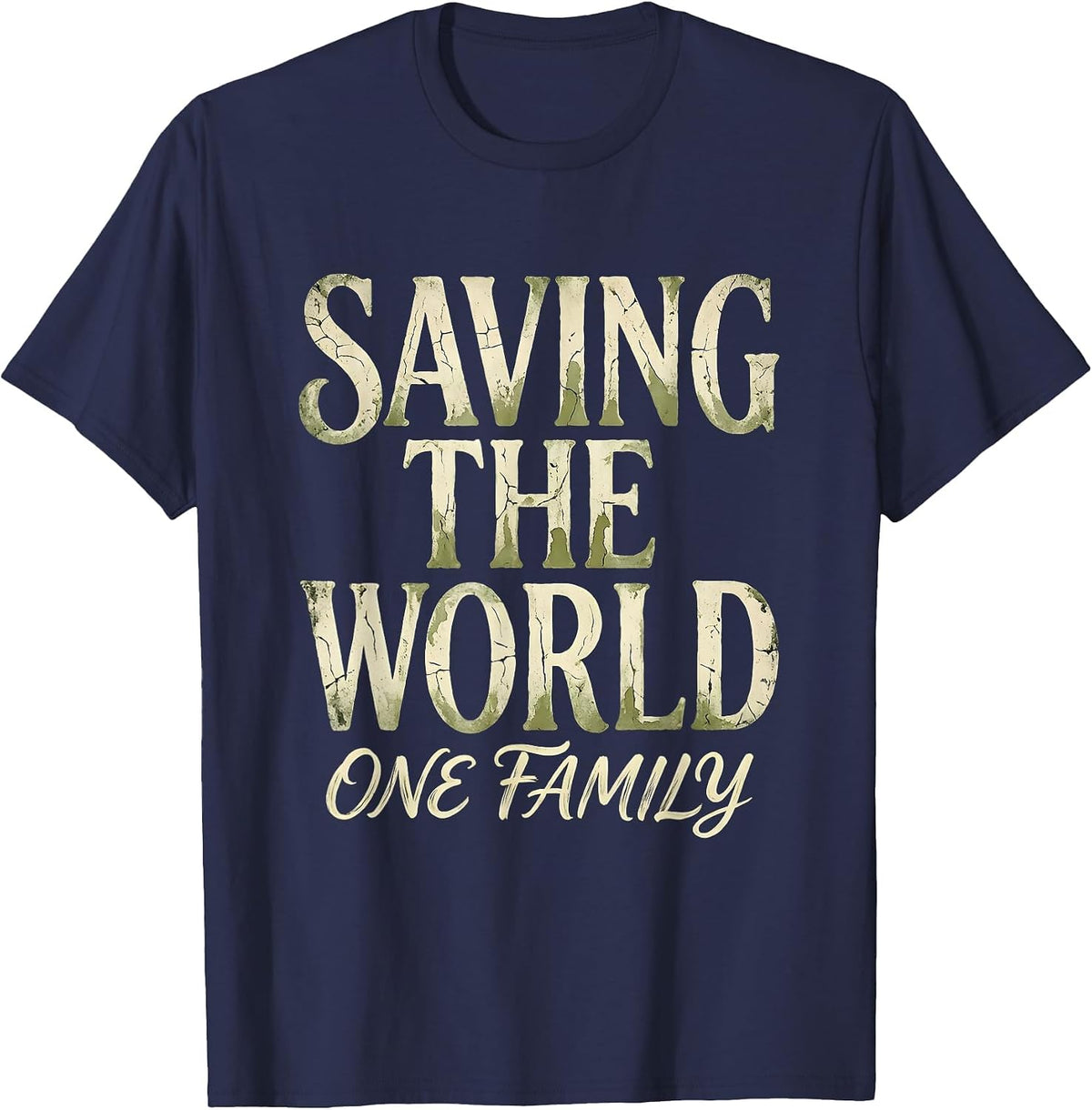Saving the World One Family Social Worker Design T-Shirt - Navy Blue