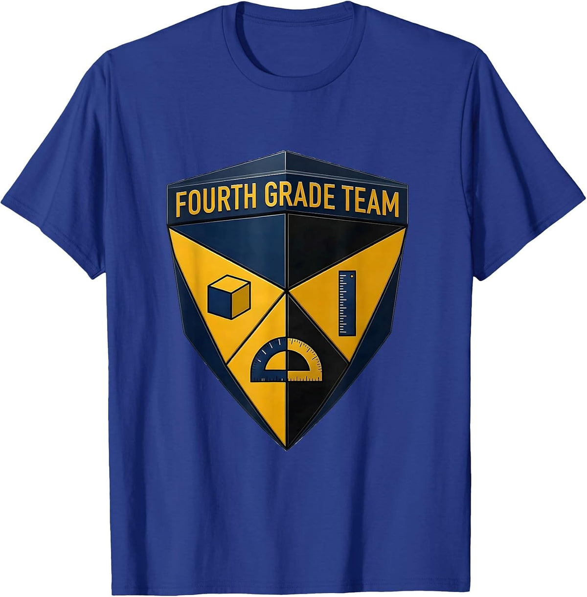 Fourth Grade Team Geometric Teacher Classroom Humor T-Shirt - Royal Blue