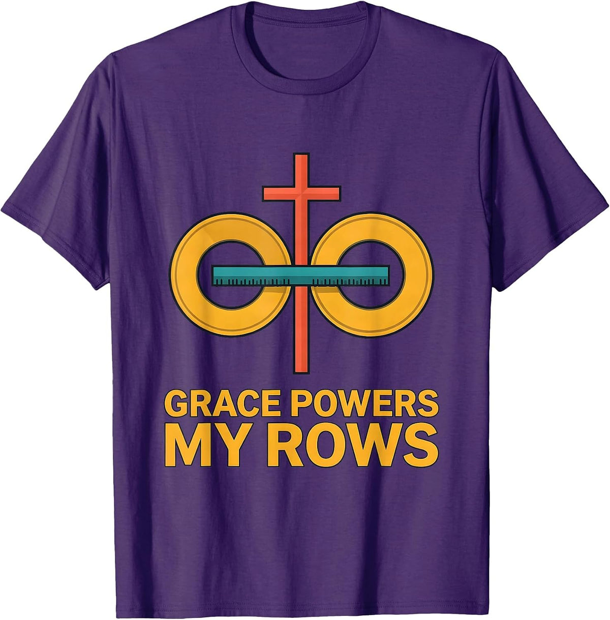 Men's Grace Powers My Rows Funny Christian Weightlifting Gym Humor T-Shirt - Purple