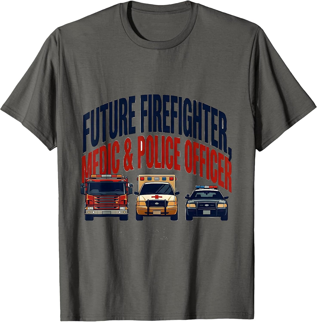 Future Firefighter, Medic & Police Officer Emergency T-Shirt - Asphalt Grey