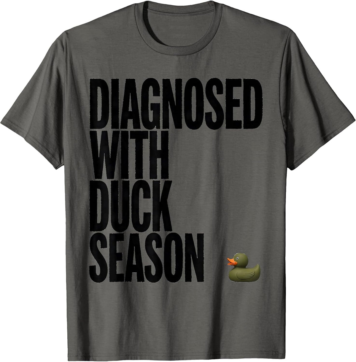 Men's Diagnosed With Duck Season Rustic Hunting Dog Waterfowl T-Shirt - Asphalt Grey
