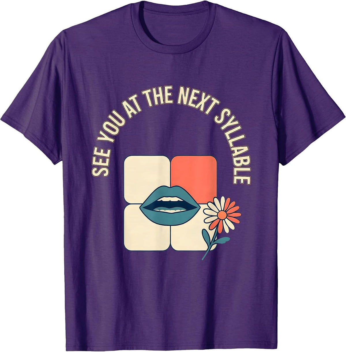 Men's See You At The Next Syllable Retro Floral Speech Language T-Shirt - Purple