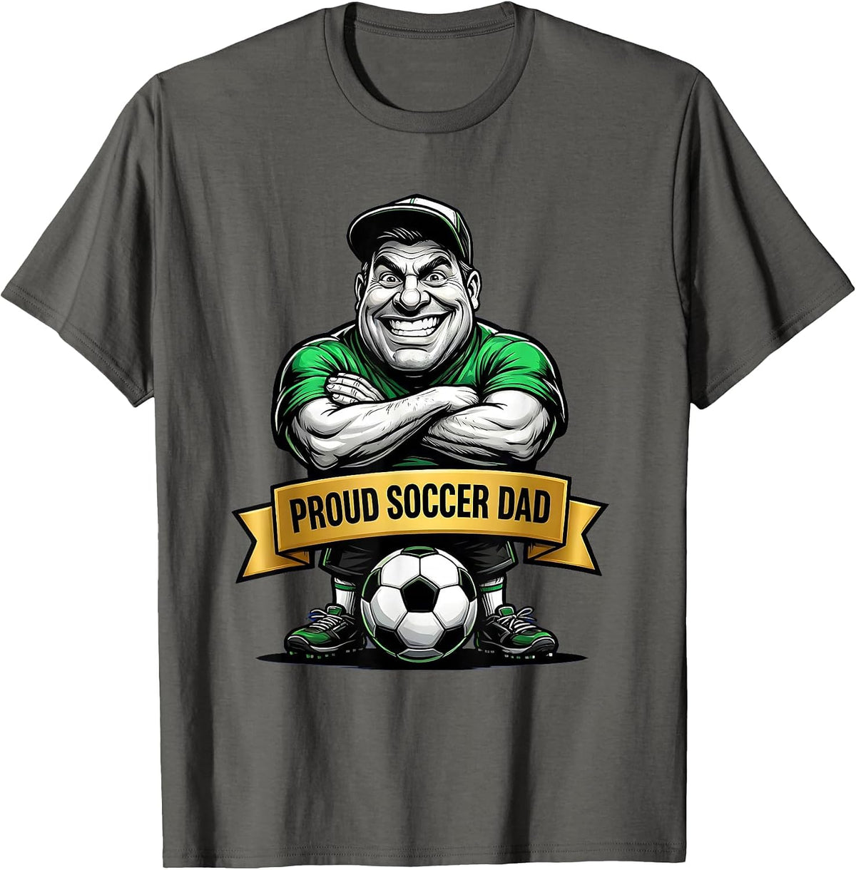 Men's Proud Soccer Dad Graphic Design T-Shirt - Asphalt Grey