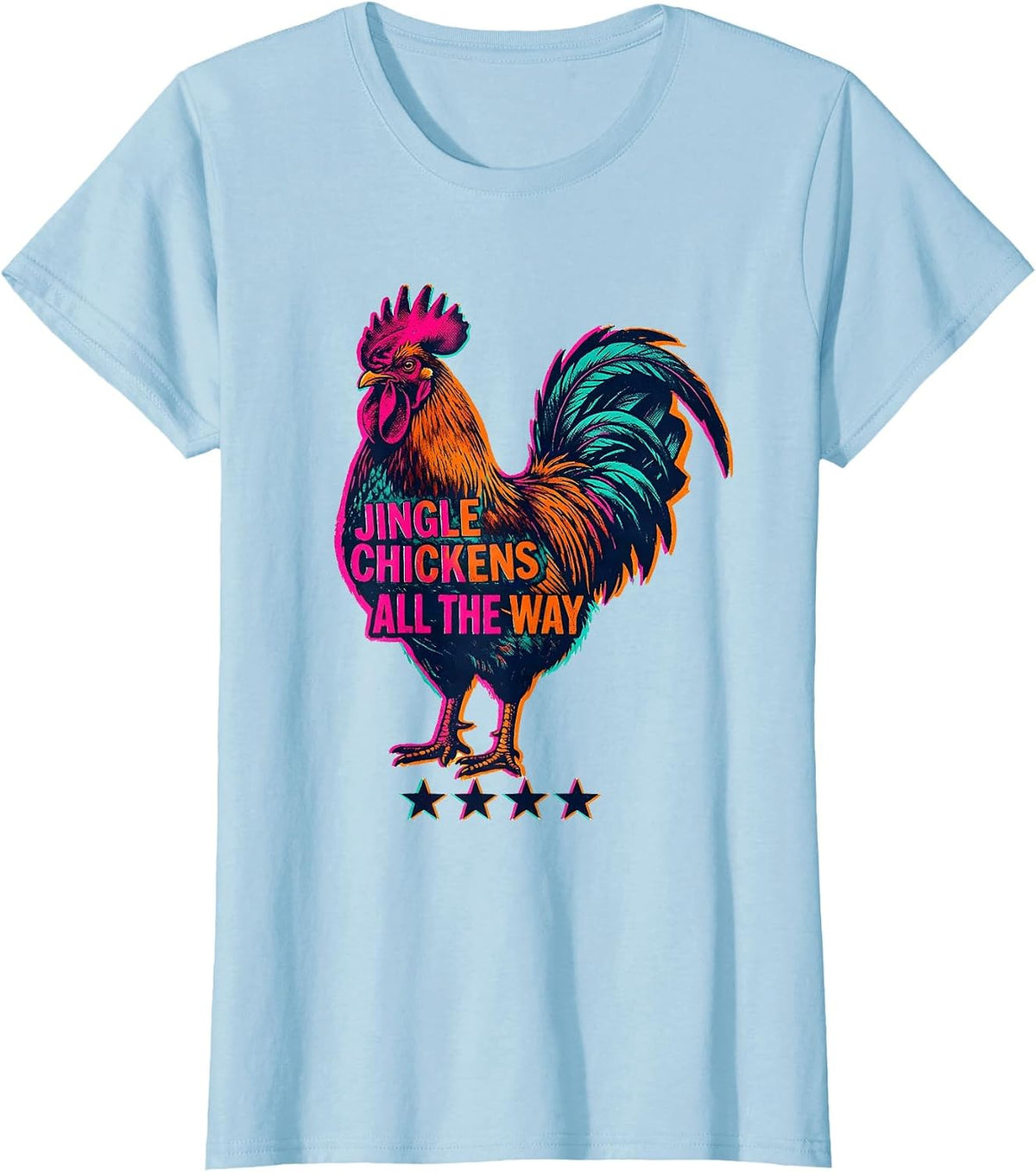 Women's Jingle Chickens All The Way Funny Chicken Lover Christmas T-Shirt - Baby Blue