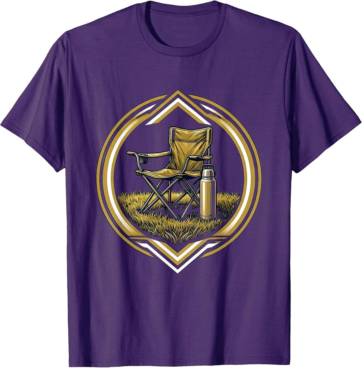 Men's Soccer Dad Folding Chair Thermos Graphic T-Shirt - Purple