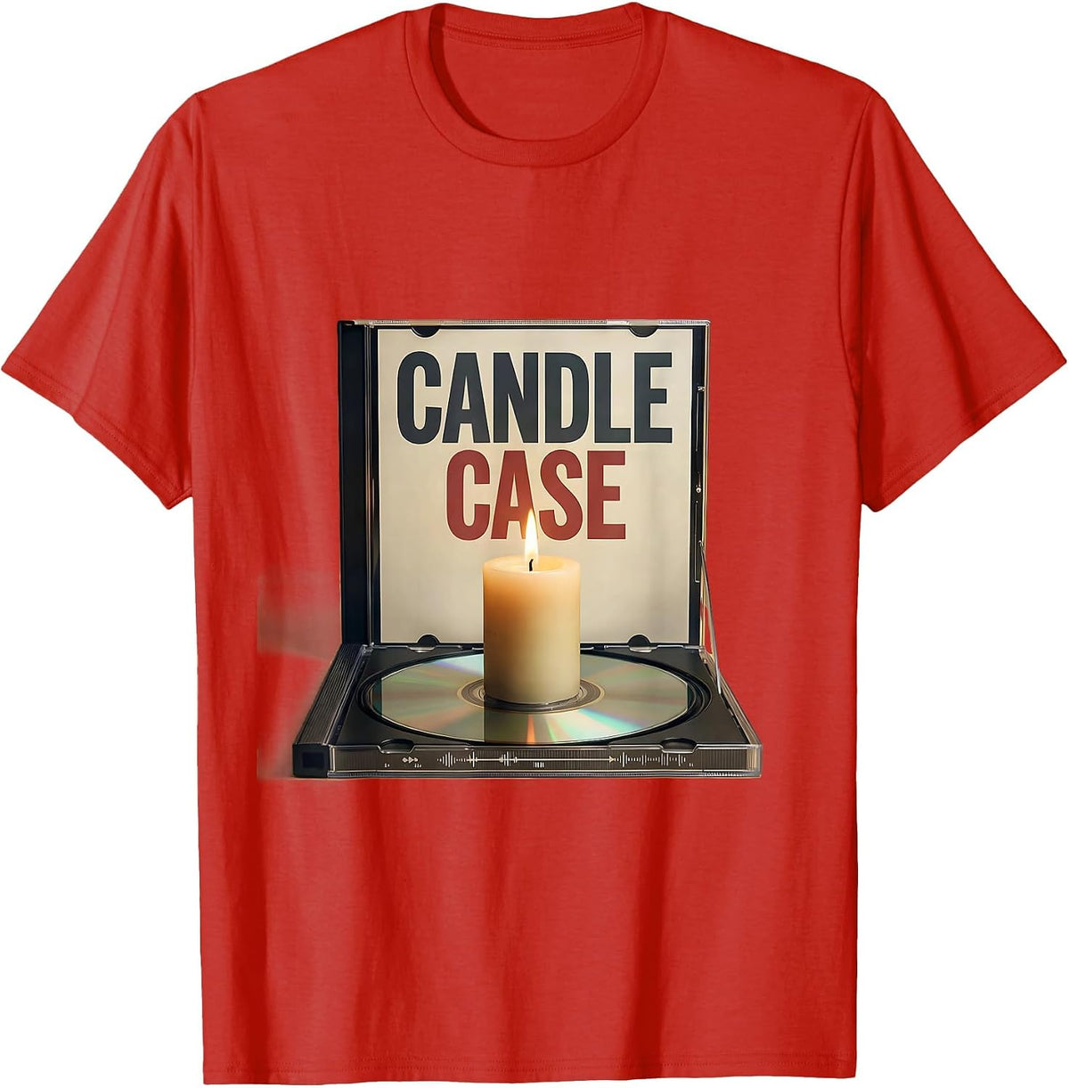 Men's Candle Case Retro 80s 90s Music Nostalgia Band Fan T-Shirt - Red