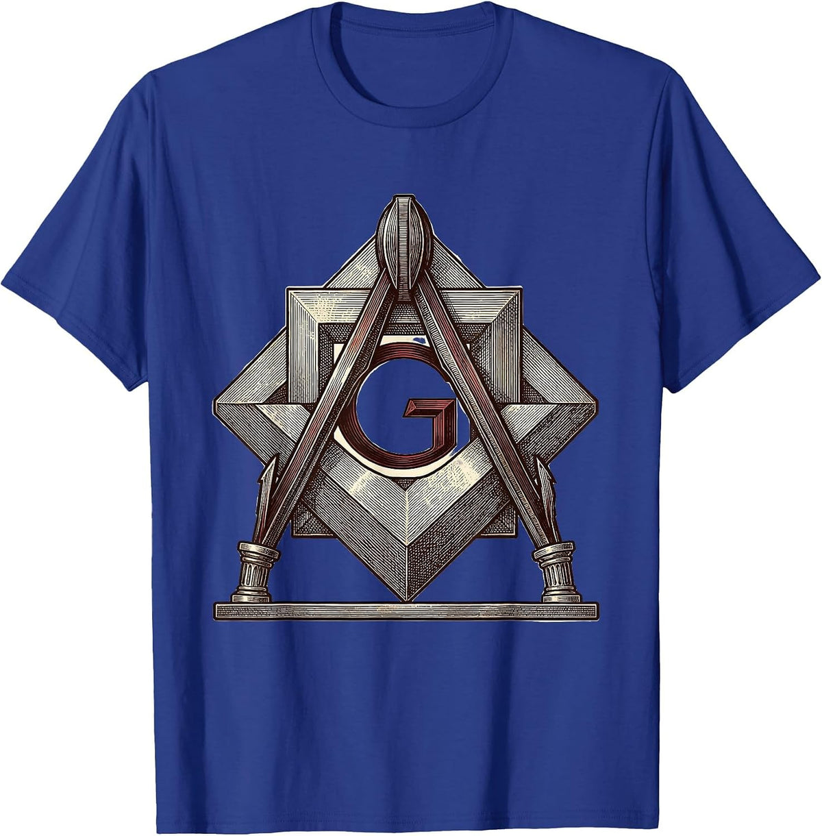 Men's Square And Compass Freemason Fraternal Pride T-Shirt - Royal Blue