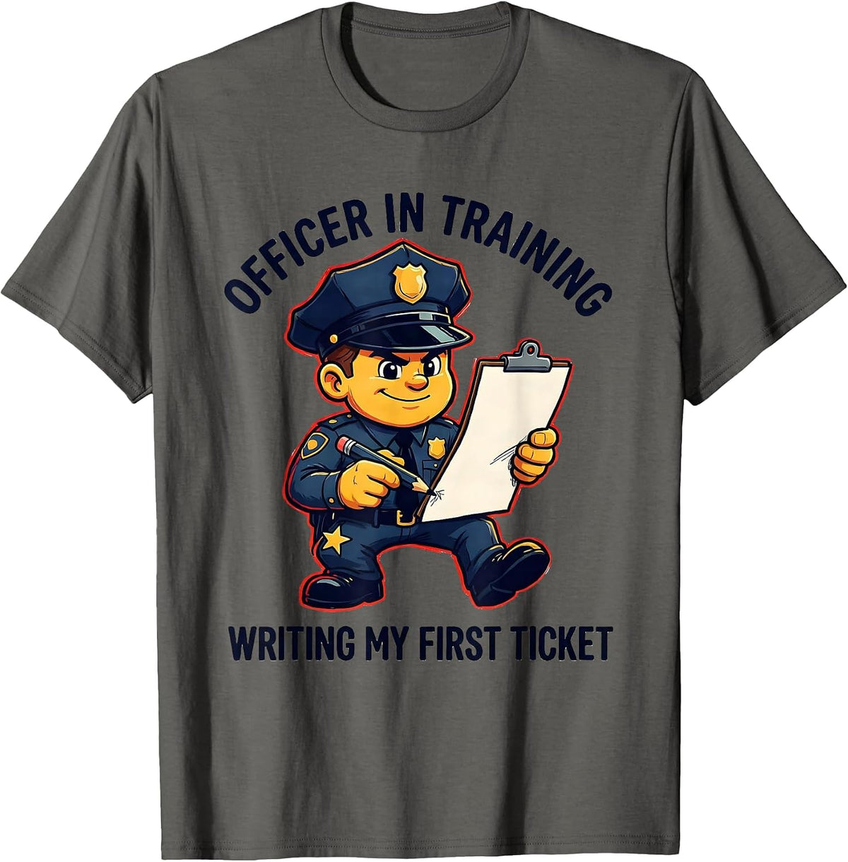 Officer In Training, Writing My First Ticket Kids T-Shirt - Asphalt Grey