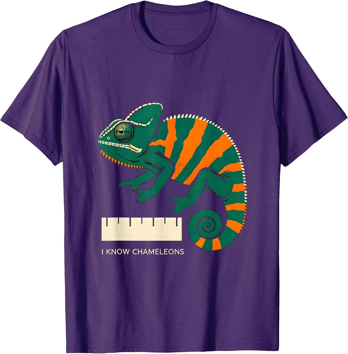 Men's I Know Chameleons Stencil Reptile Enthusiast Herpetology T-Shirt - Purple