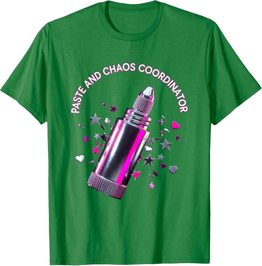 Men's Paste and Chaos Coordinator Kindergarten Teacher T-Shirt - Kelly Green