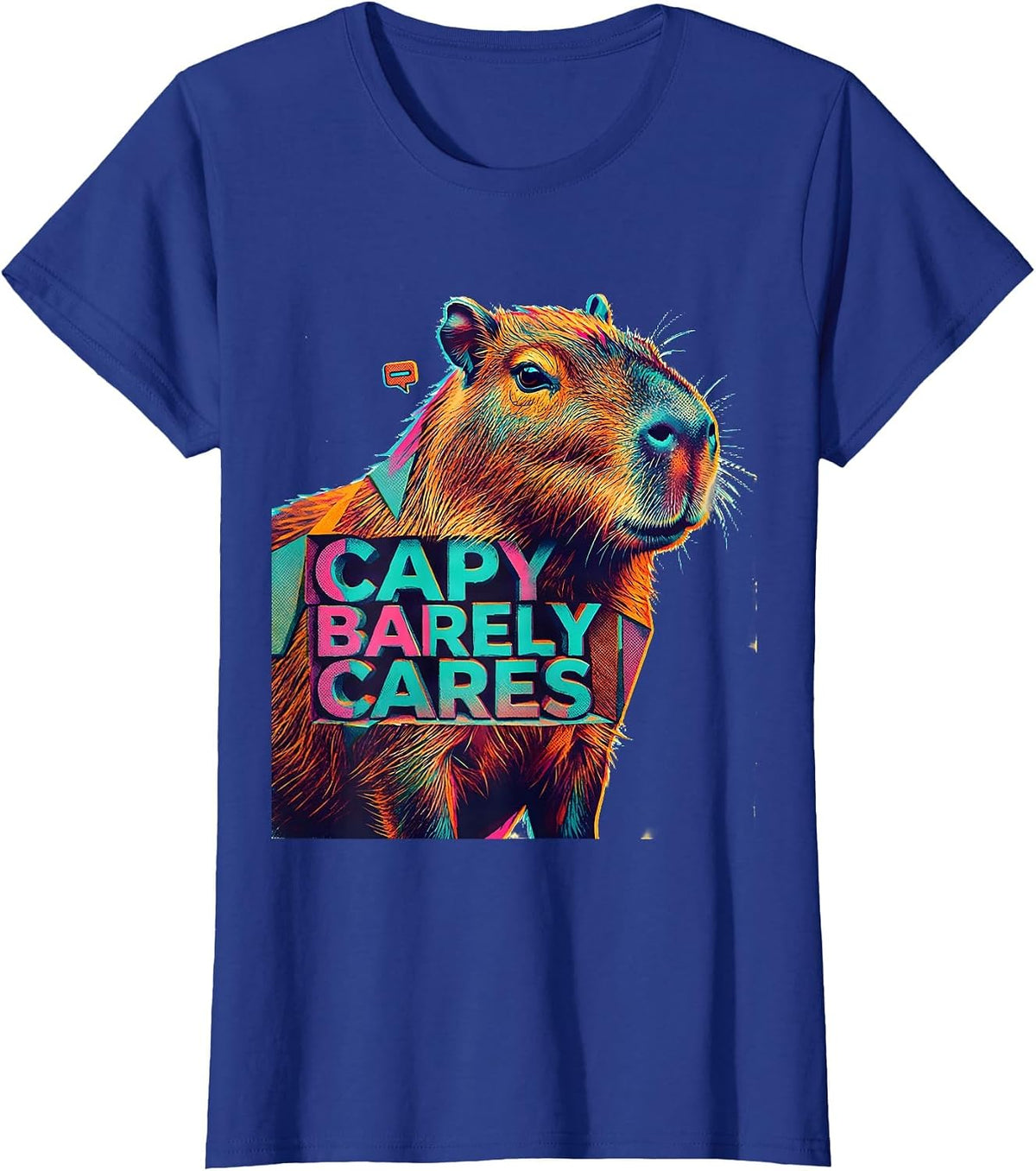 Women's Capy Barely Cares Funny Animal Meme Capybara Humor T-Shirt - Royal Blue