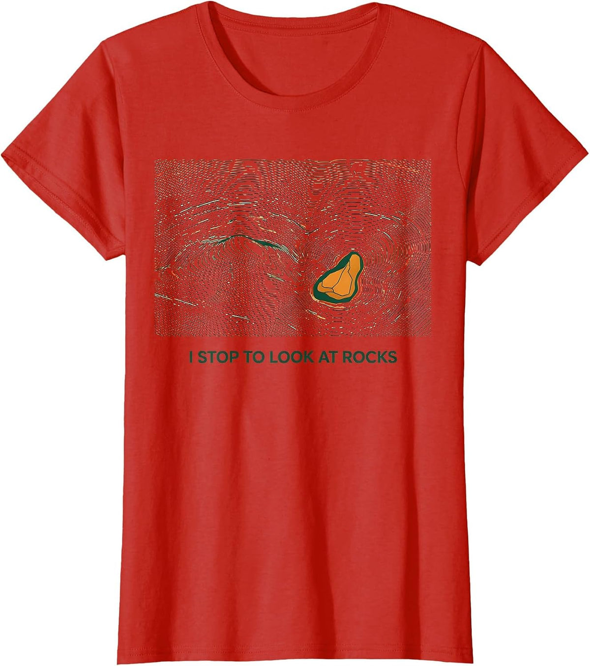 Women's I Stop To Look At Rocks Funny Rock Collector Geology Humor T-Shirt - Red