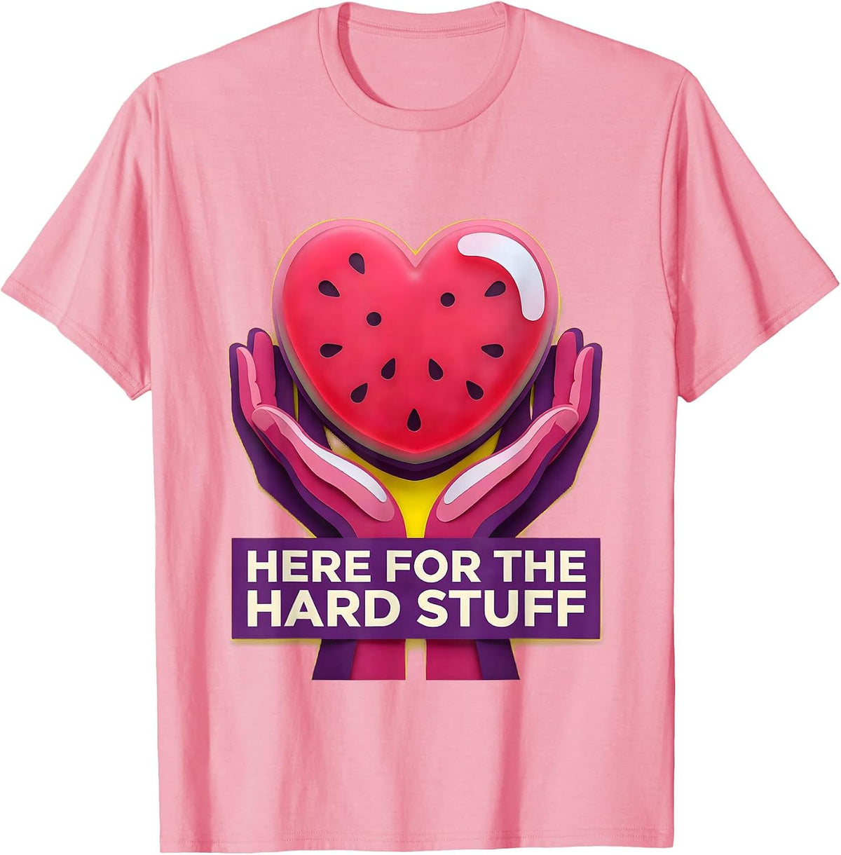 Men's Here For The Hard Stuff Social Worker Design T-Shirt - Pink