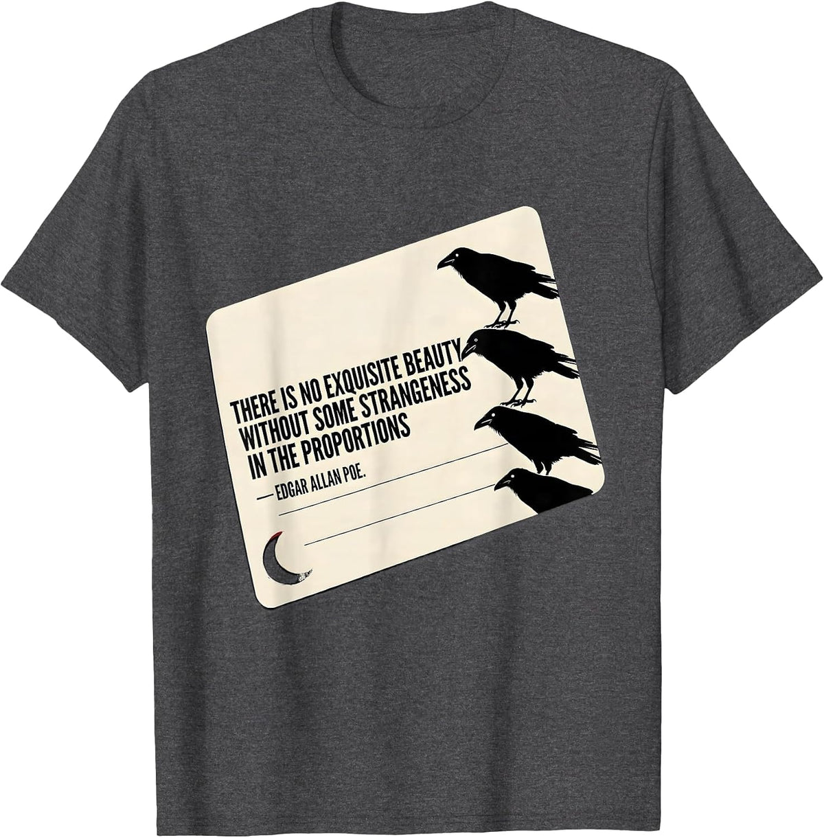 Men's There Is No Beauty Without Some Strangeness Edgar Allan Poe T-Shirt - Dark Heather Grey