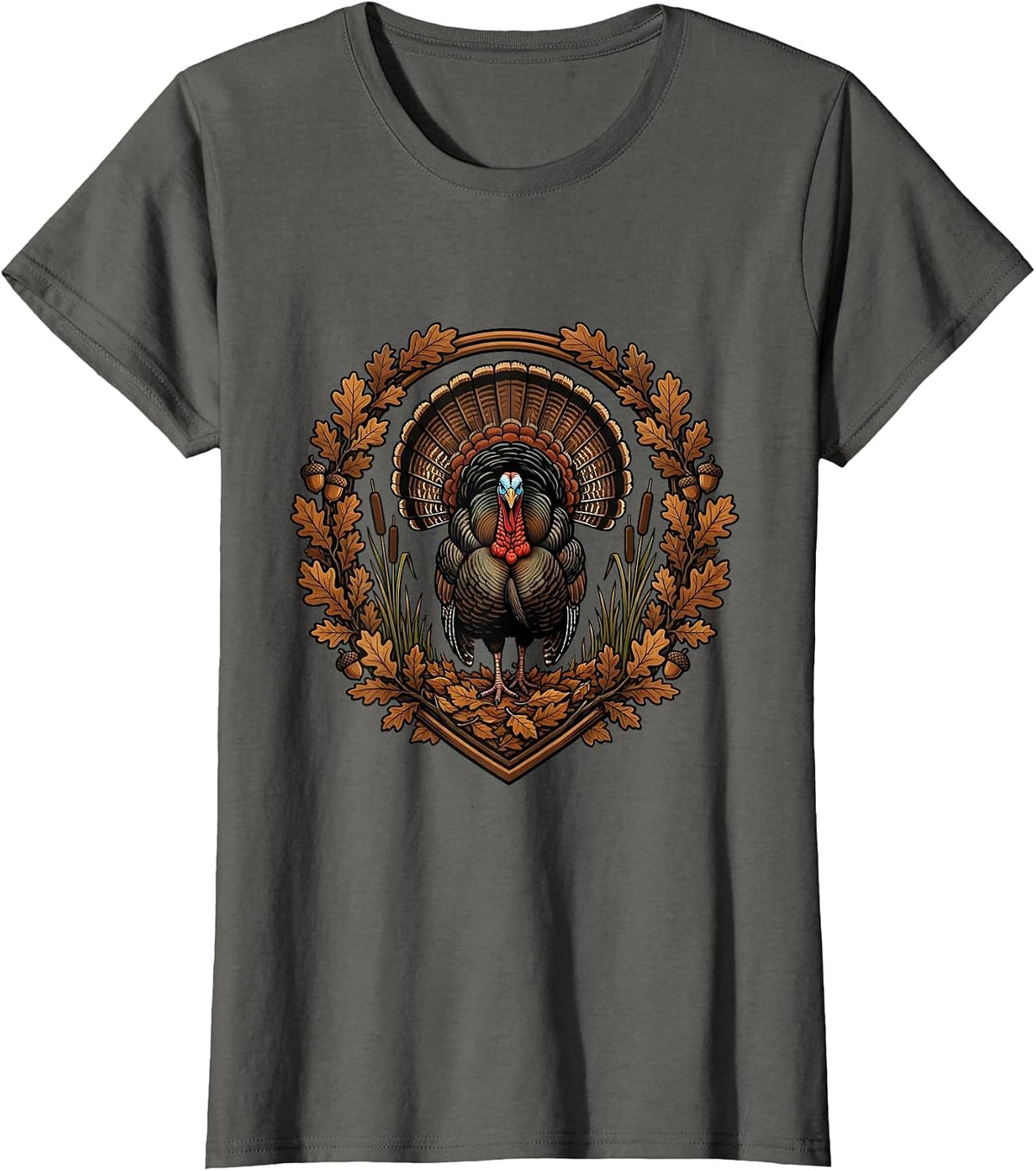 Women's Bottomland Camo Wild Turkey Strut Graphic T-Shirt - Asphalt Grey