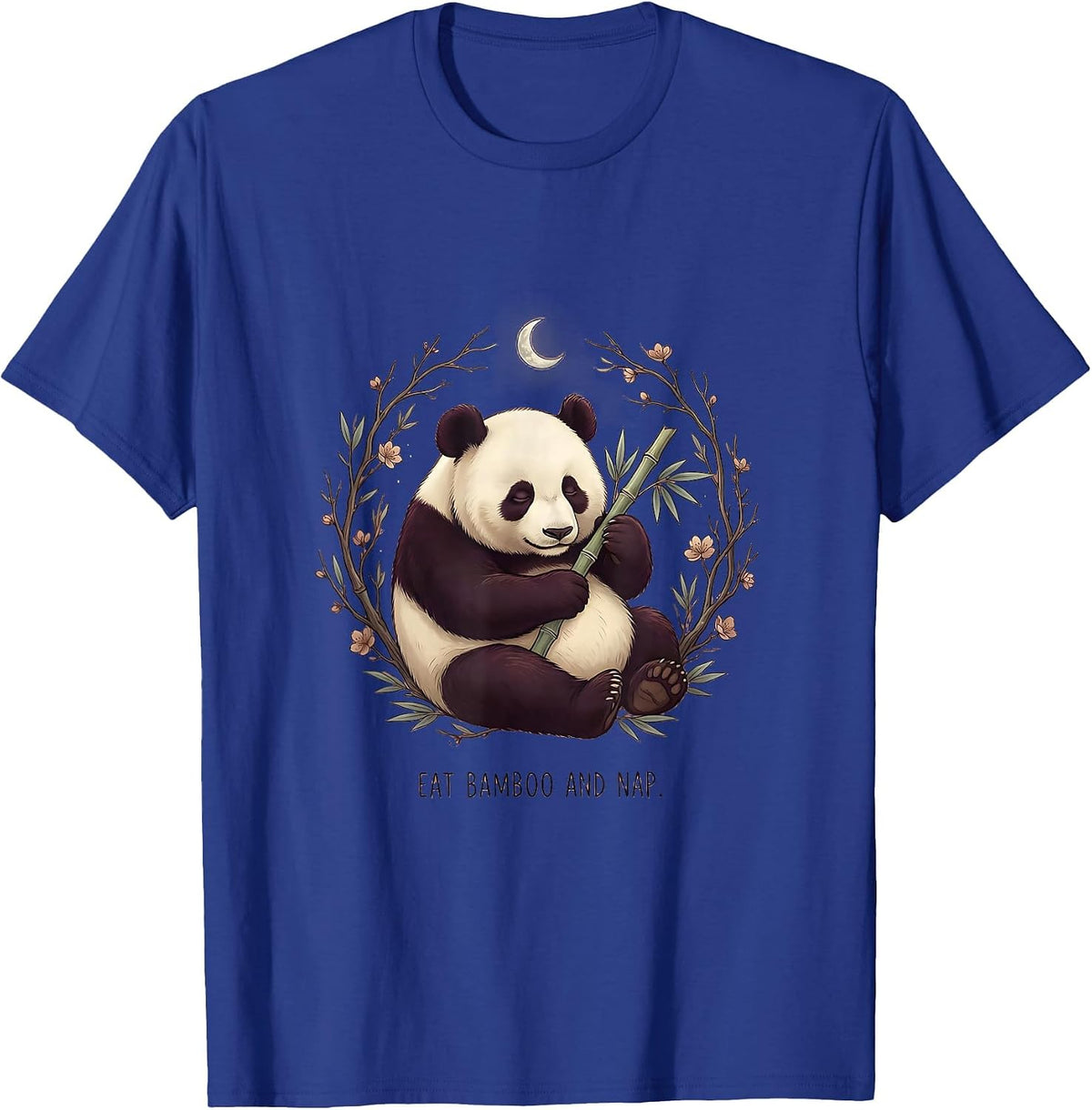 Men's Eat Bamboo and Nap Funny Panda Design T-Shirt - Royal Blue
