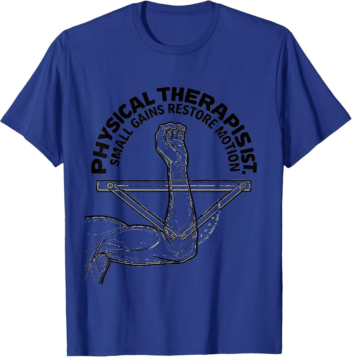 Physical Therapist Small Gains Restore Motion Retro T-Shirt - Royal Blue