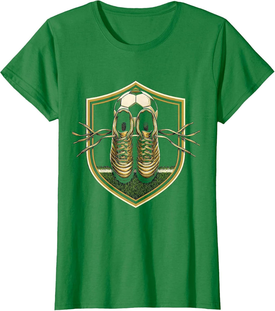 Women's Soccer Dad Cleats Over Shoulder Graphic T-Shirt - Kelly Green