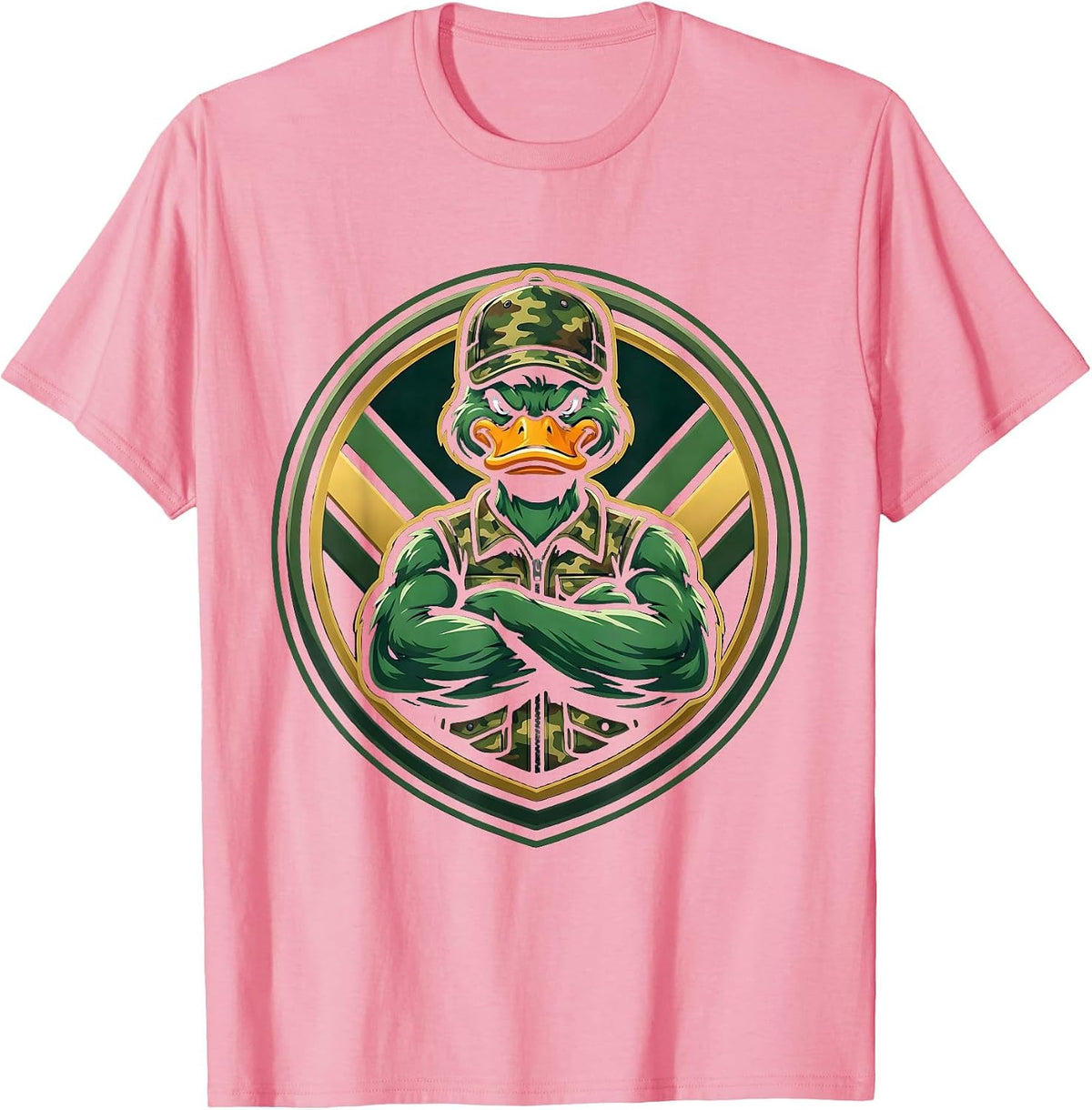 Men's Kids Camo Duck Hunting Illustration T-Shirt - Pink