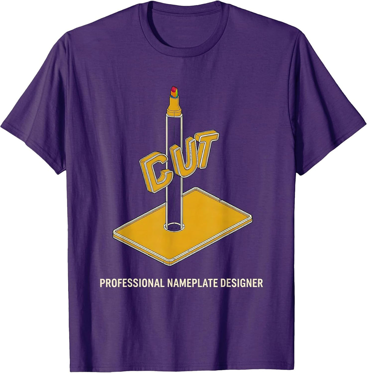 Professional Nameplate Designer Funny Teacher Tiny Humans T-Shirt - Purple
