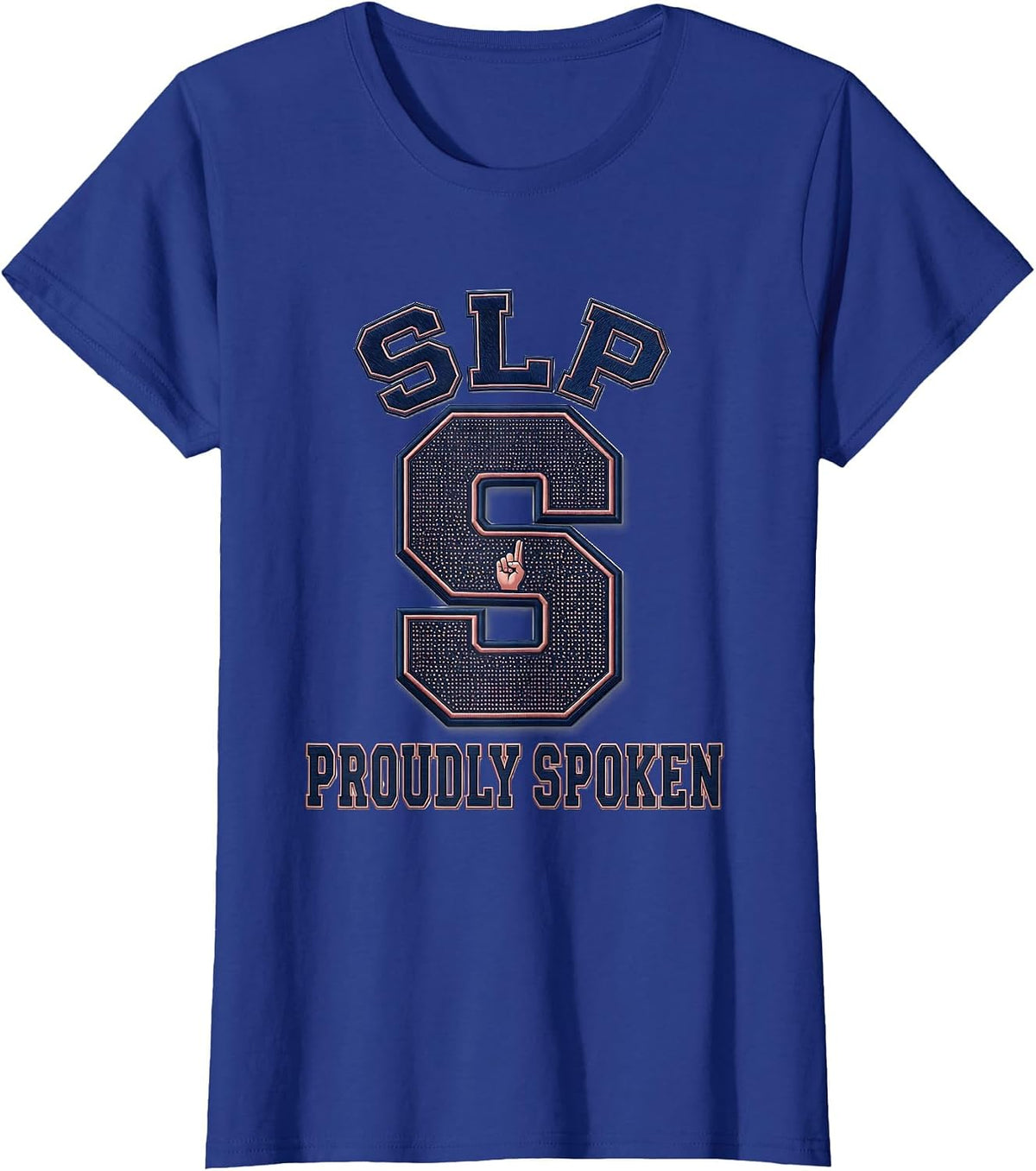 Women's SLP Proudly Spoken Chunky Collegiate Speech Language T-Shirt - Royal Blue