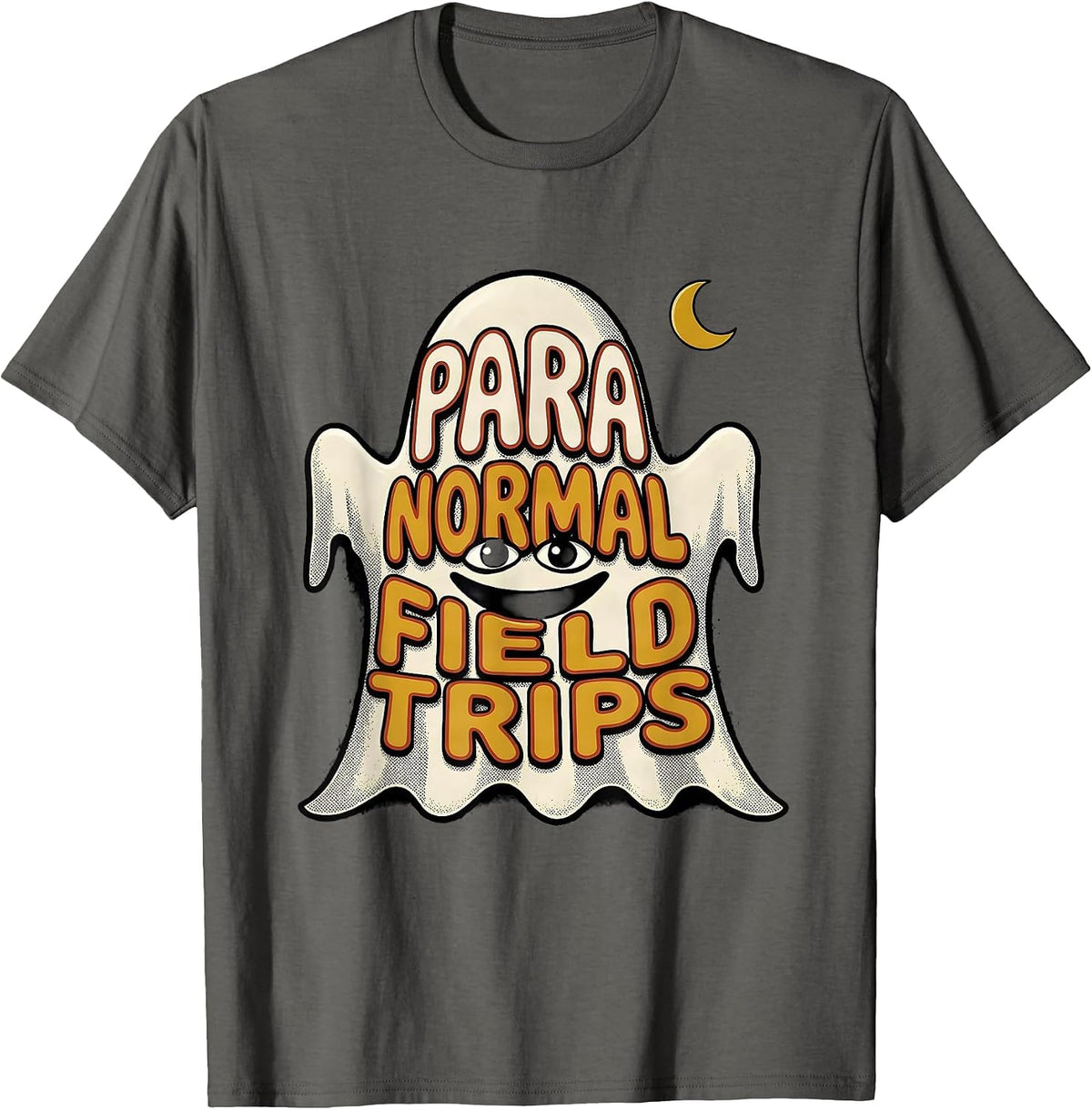 Para Normal Field Trips Retro Cartoon Ghost Paraeducator T-Shirt - Asphalt Grey