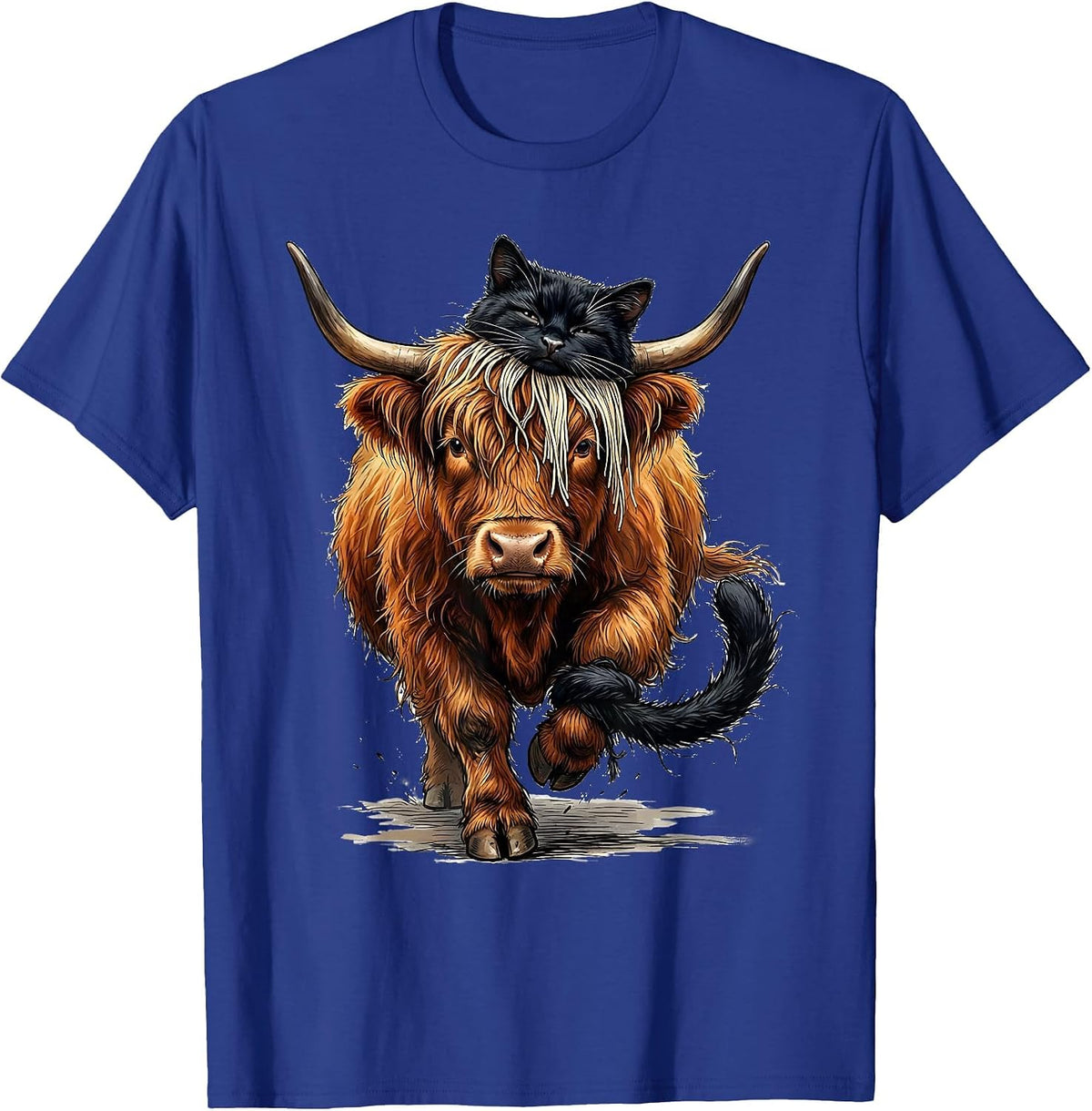 Shaggy Highland Cow Halloween Costume Humor T-Shirt - Royal Blue