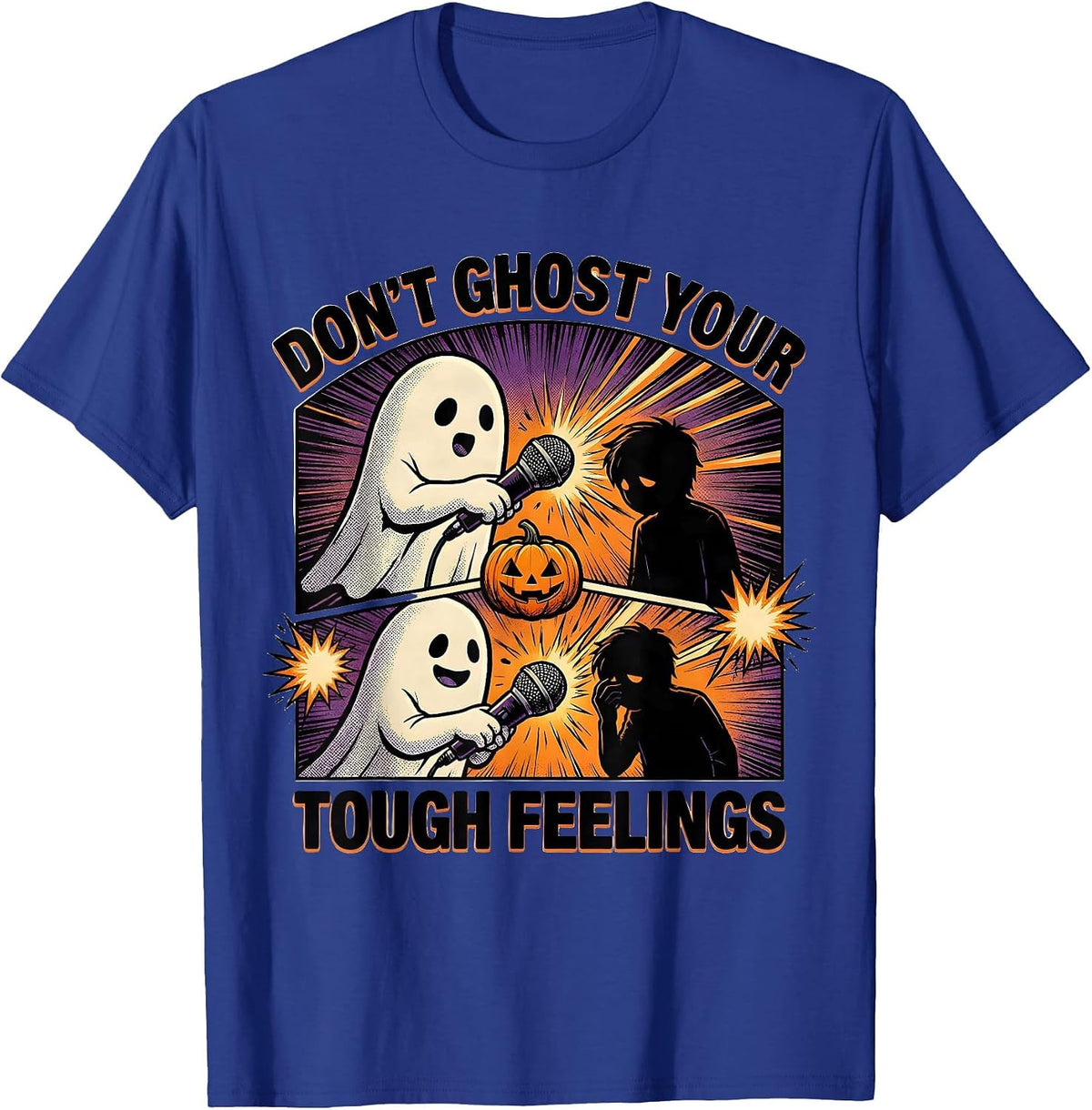 Men's Don't Ghost Your Tough Feelings Comic Book Mental Health T-Shirt - Royal Blue