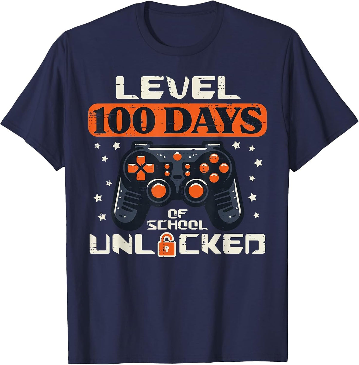 100 Days of School Video Game 100th Day Gaming Boys Kids Men T-Shirt - Navy Blue