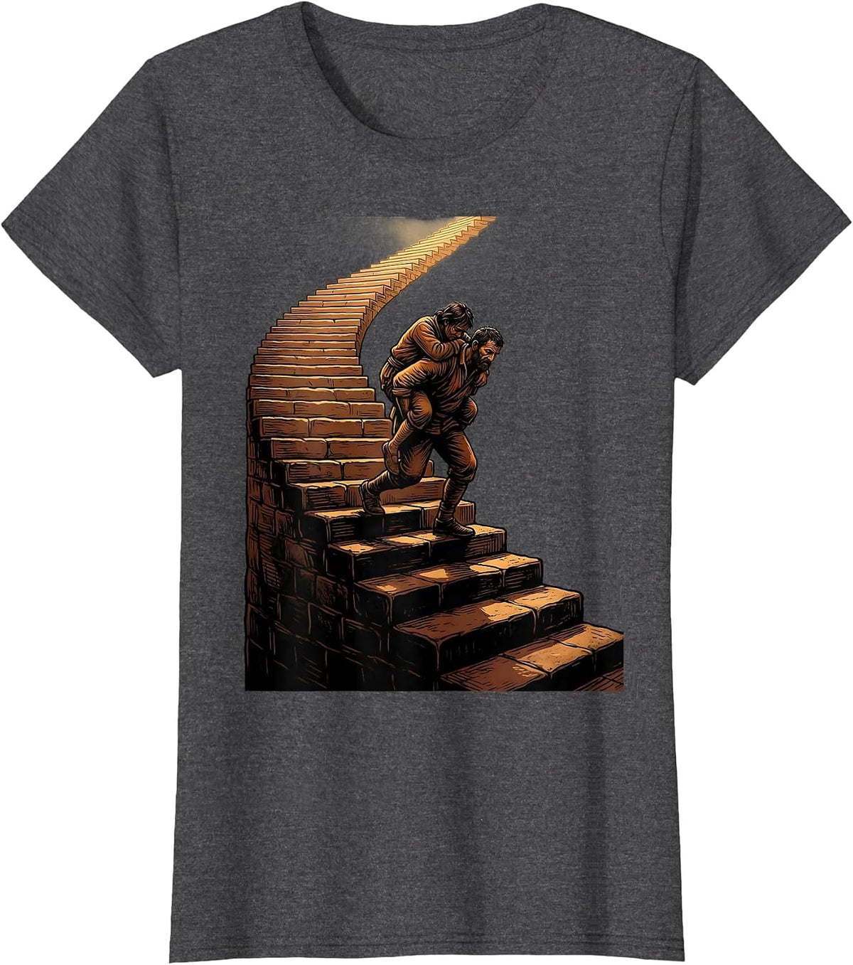 Women's Social Worker Helping Others Climb Graphic Design T-Shirt - Dark Heather Grey