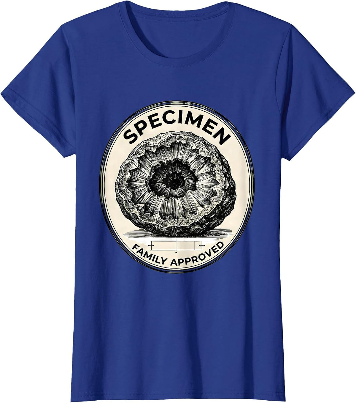 Women's Specimen Family Approved Botanical Geode Rock Collector T-Shirt - Royal Blue