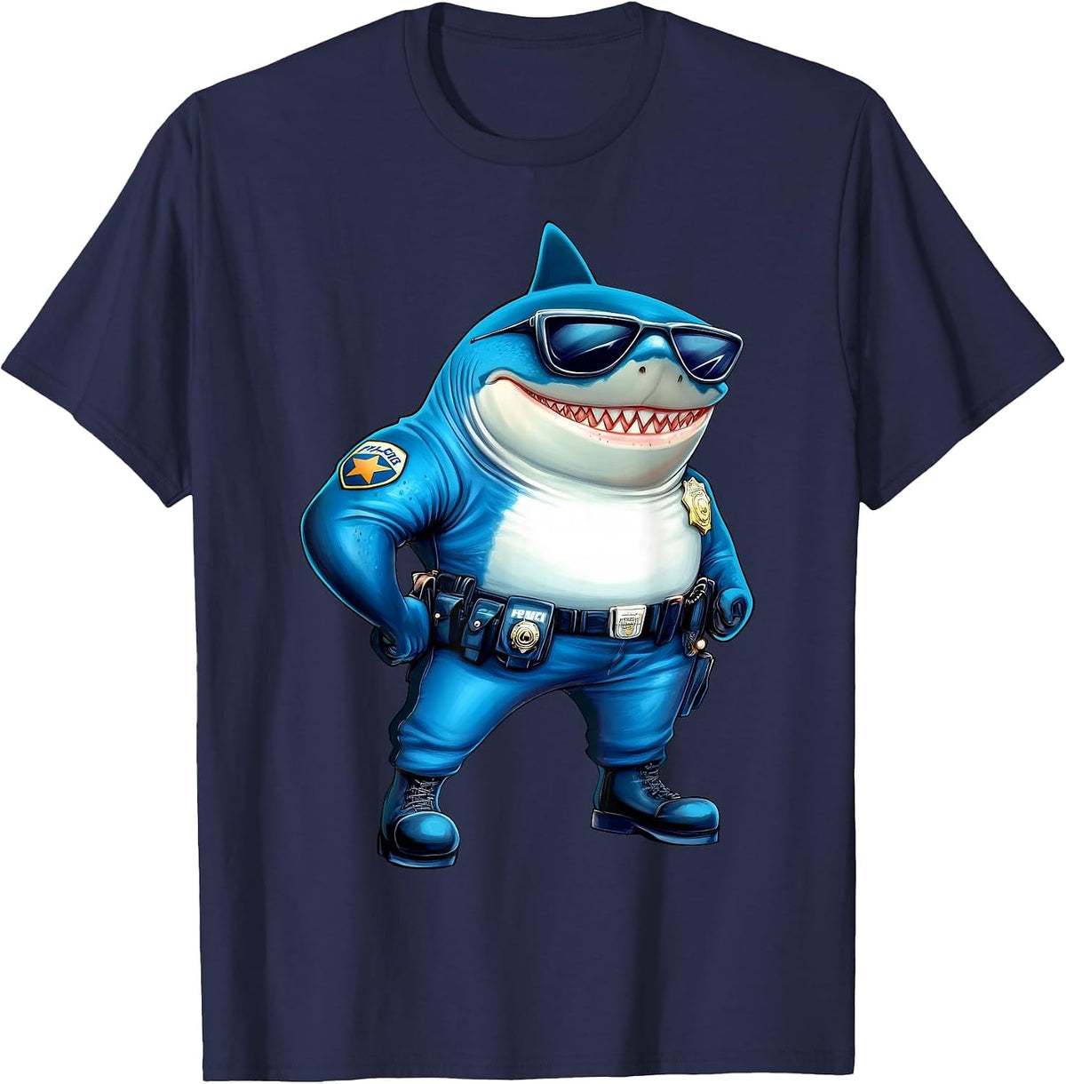 Policeman Shark T-Shirt - Navy Blue