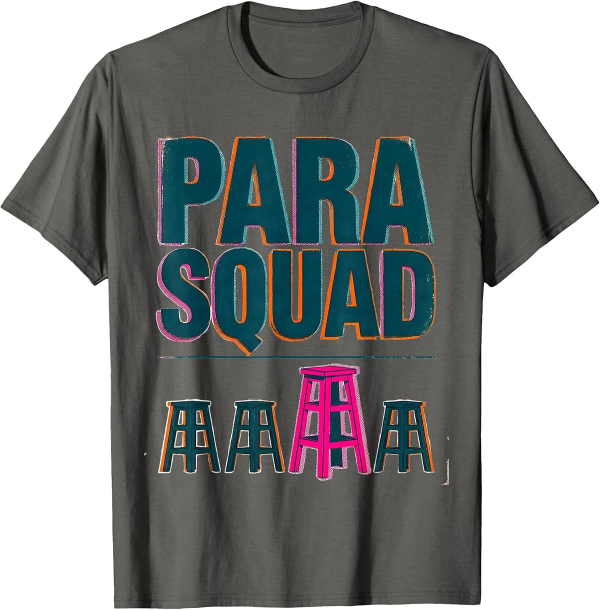 Para Squad Paraprofessional Teacher Appreciation Back T-Shirt - Asphalt Grey