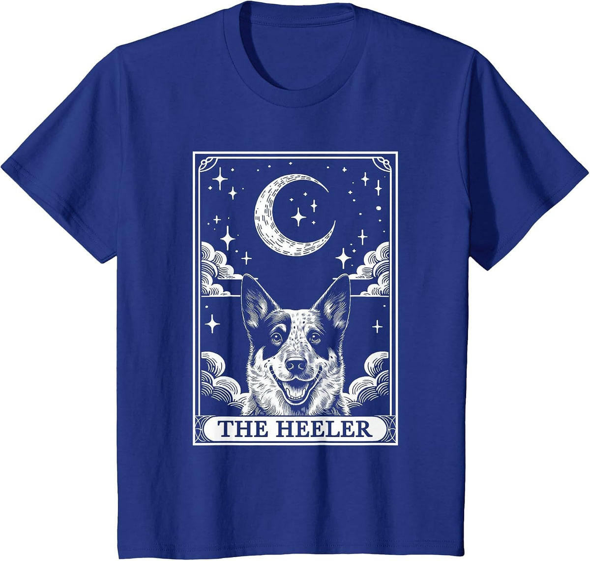 Tarot Card Vintage Crescent Moon Australian Cattle Dog Mom T-Shirt - Royal Blue