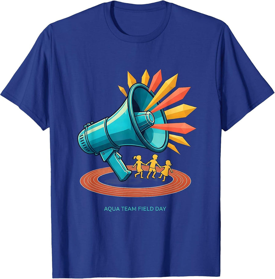 Aqua Team Field Day Flat Vector School Field Day Kids T-Shirt - Royal Blue