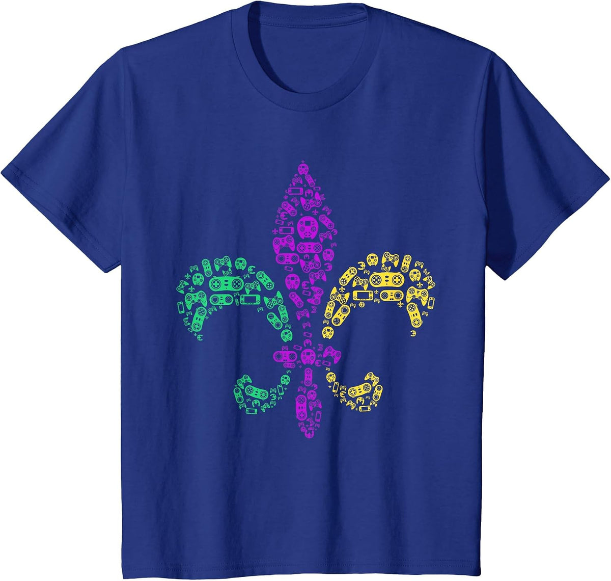 Mardi Gras Video Game Controller Gaming Mardi Gras Kids Men T-Shirt - Royal Blue