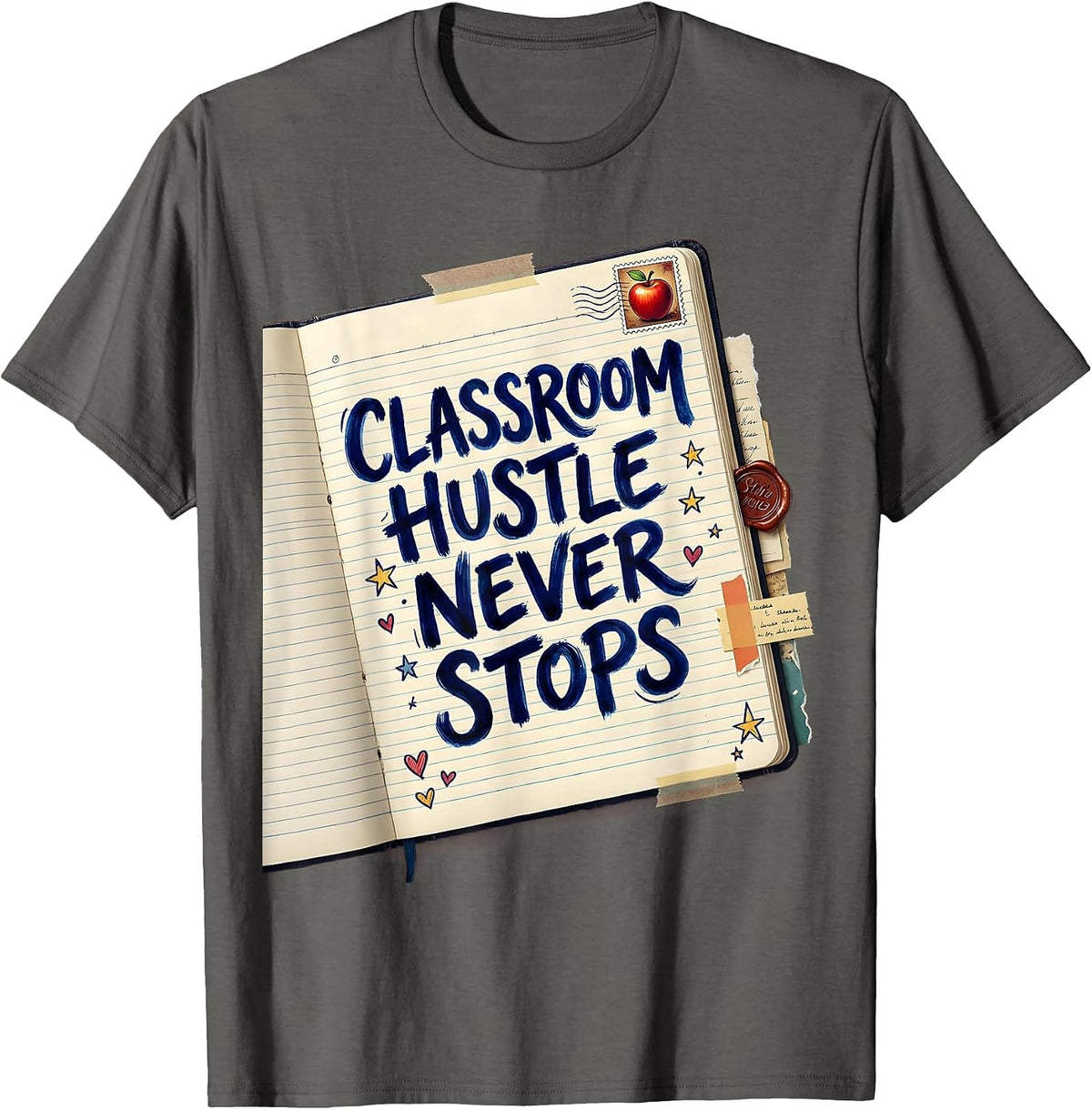 Men's Classroom Hustle Never Stops Teacher Design T-Shirt - Asphalt Grey
