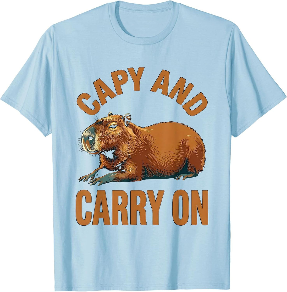 Men's Capy And Carry On Funny Capybara Meme Animal Lover Humor T-Shirt - Baby Blue
