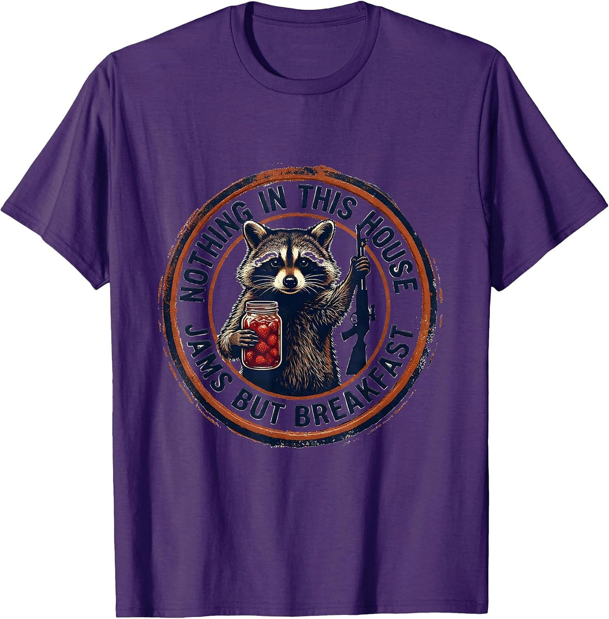 Men's Nothing In This House Jams But Breakfast Funny Raccoon T-Shirt - Purple