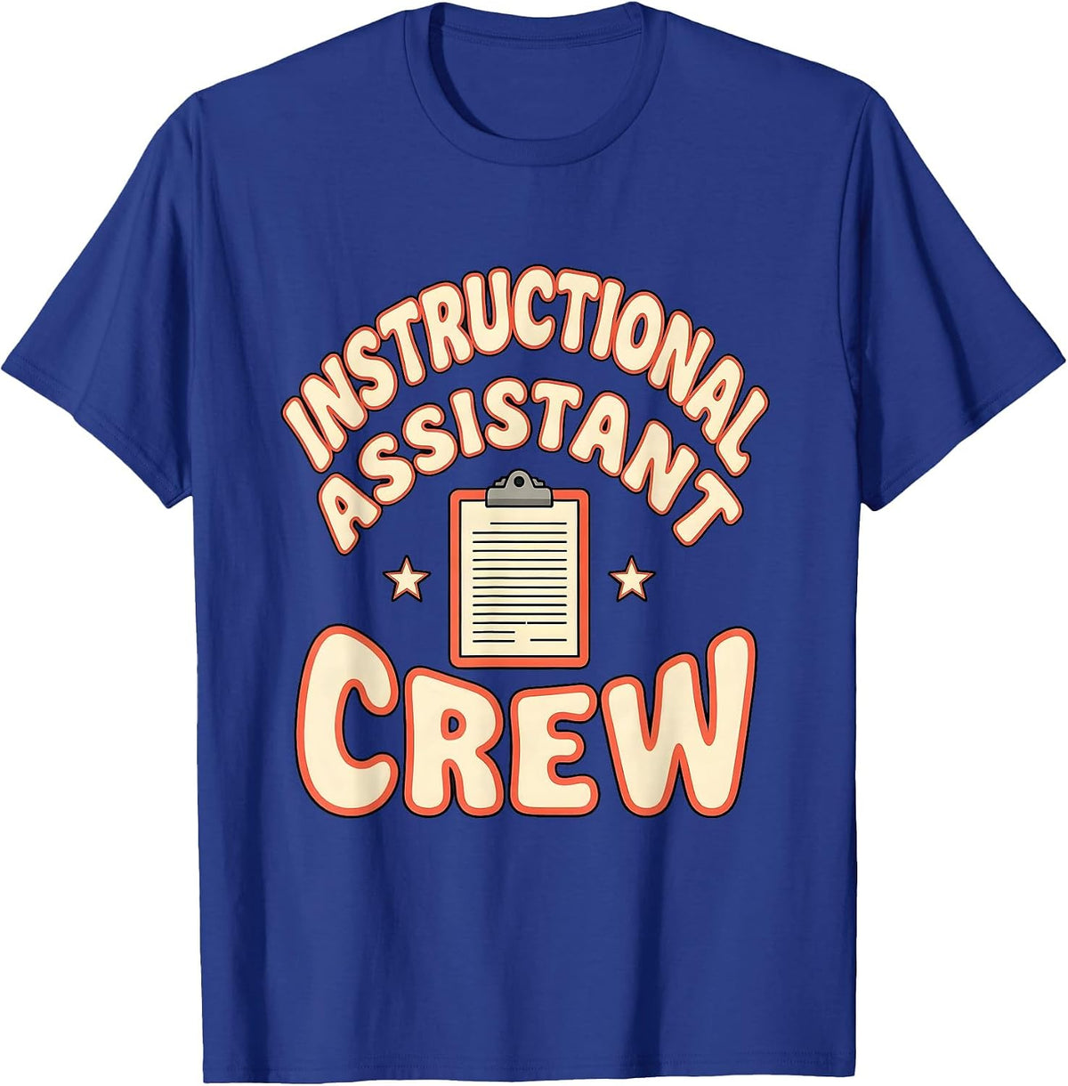 Instructional Assistant Crew Retro PTA Parent Volunteer Crew T-Shirt - Royal Blue