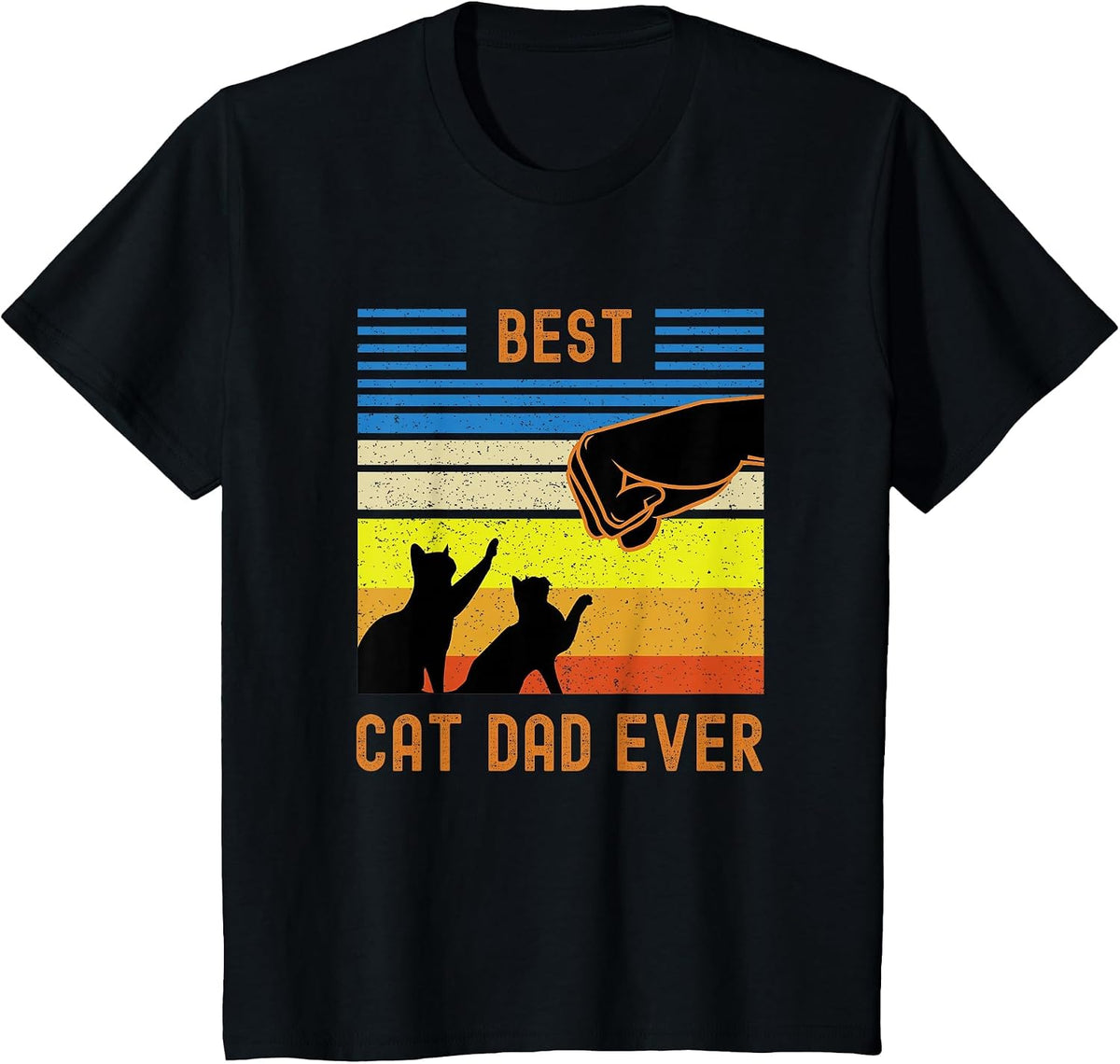 Best Cat Dad Ever Fist Bump for Fur Daddies T-Shirt - Black