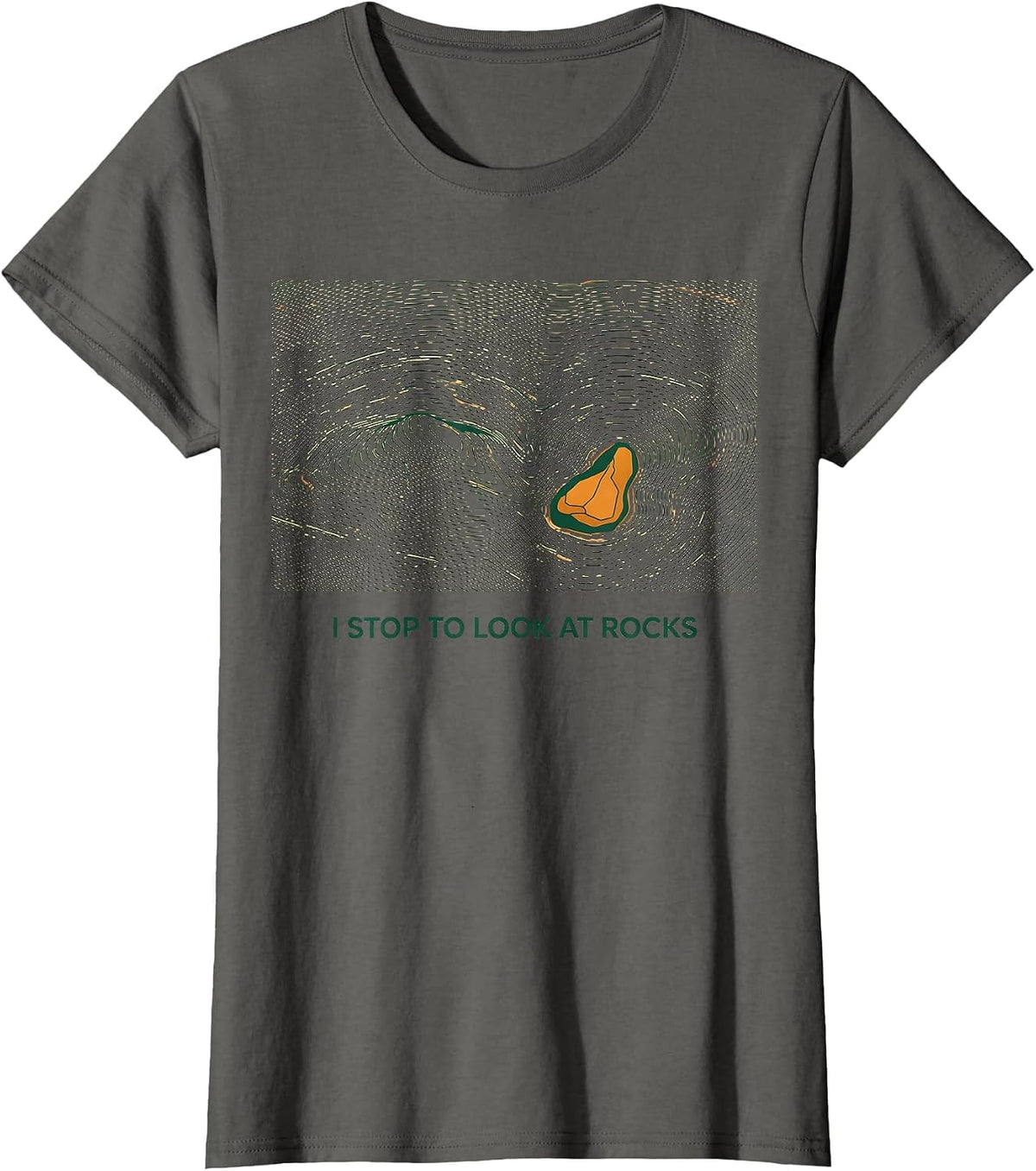 Women's I Stop To Look At Rocks Funny Rock Collector Geology Humor T-Shirt - Asphalt Grey