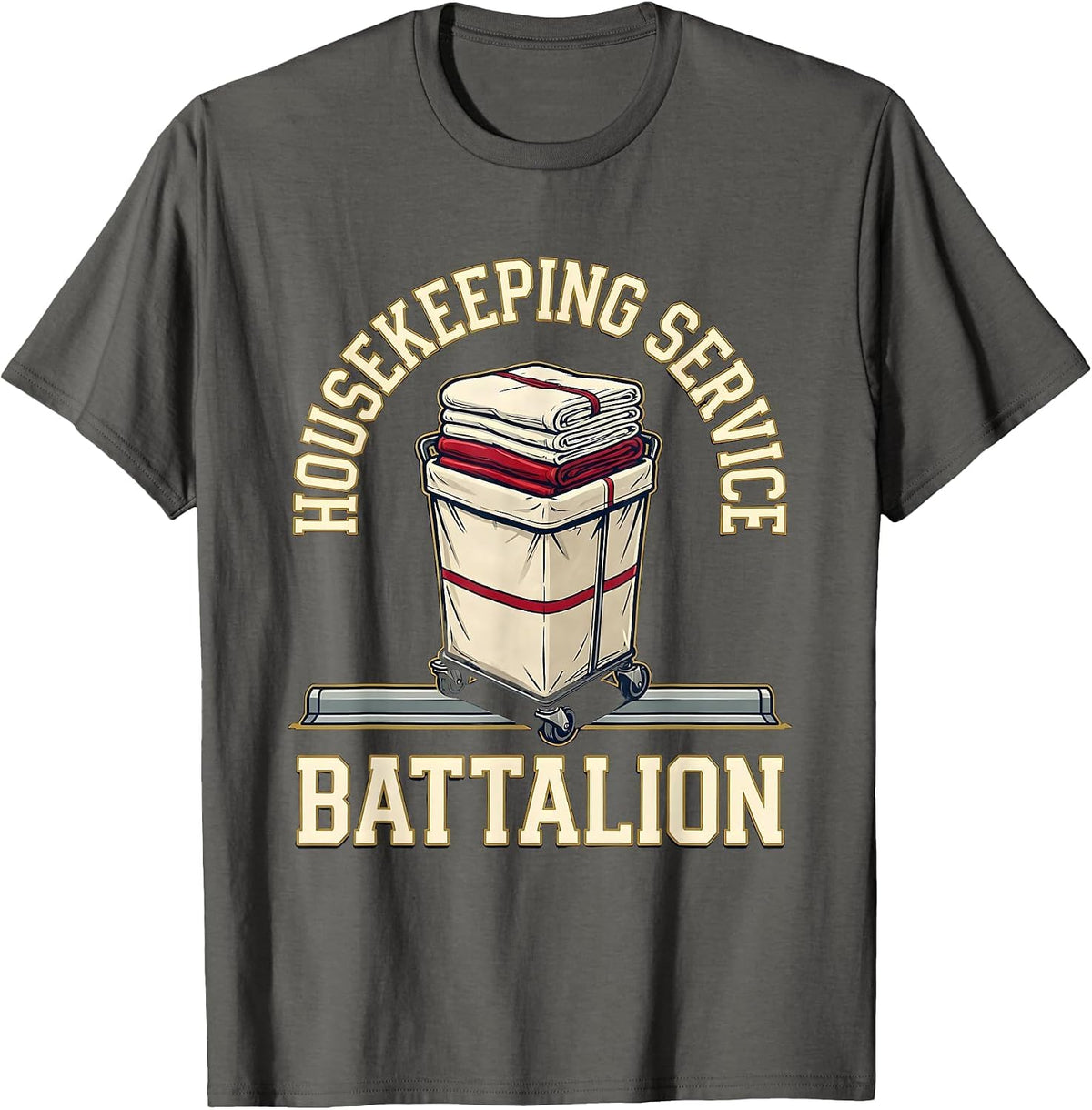 Housekeeping Service Battalion Sports Funny Custodian T-Shirt - Asphalt Grey