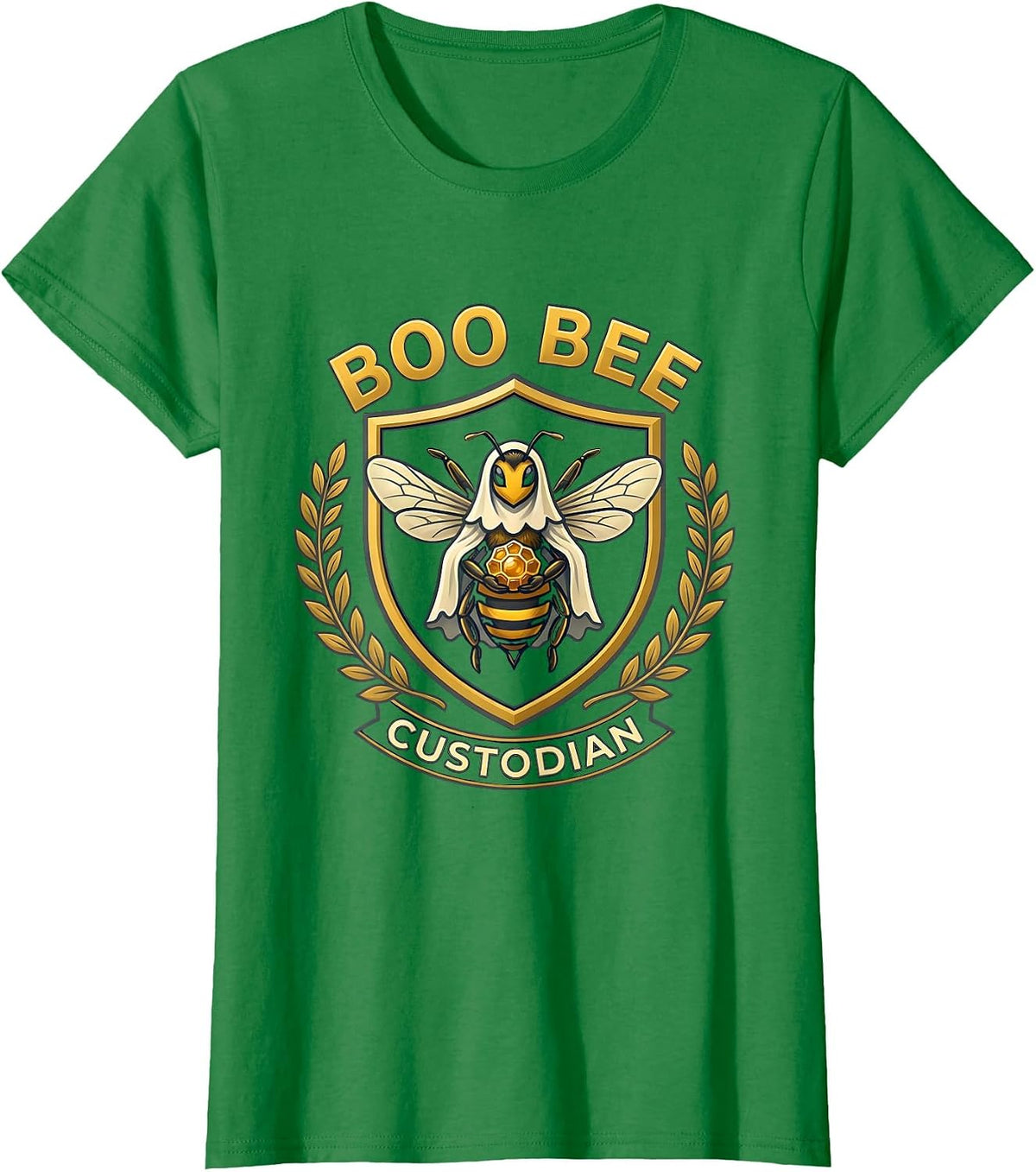 Boo Bee Custodian Funny Ghost Bees Halloween Costume Humor T-Shirt - Kelly Green