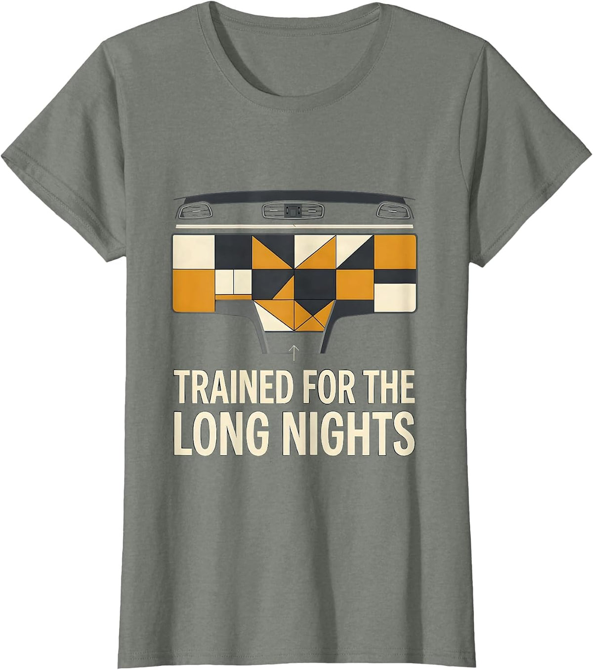 Trained For The Long Nights Social Worker Appreciation Quilt T-Shirt - Olive Heather