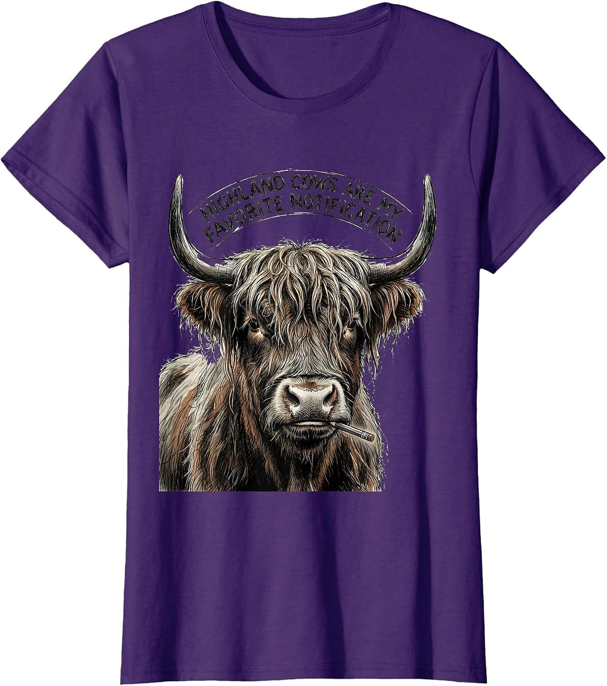 Women's Highland Cows Are My Favorite Notification Funny T-Shirt - Purple