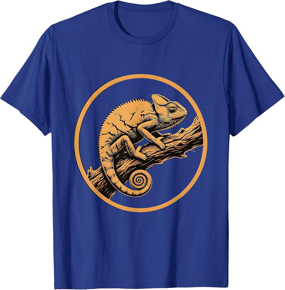 Chameleon Camouflage Tree Bark Nature Art T-Shirt - Royal Blue