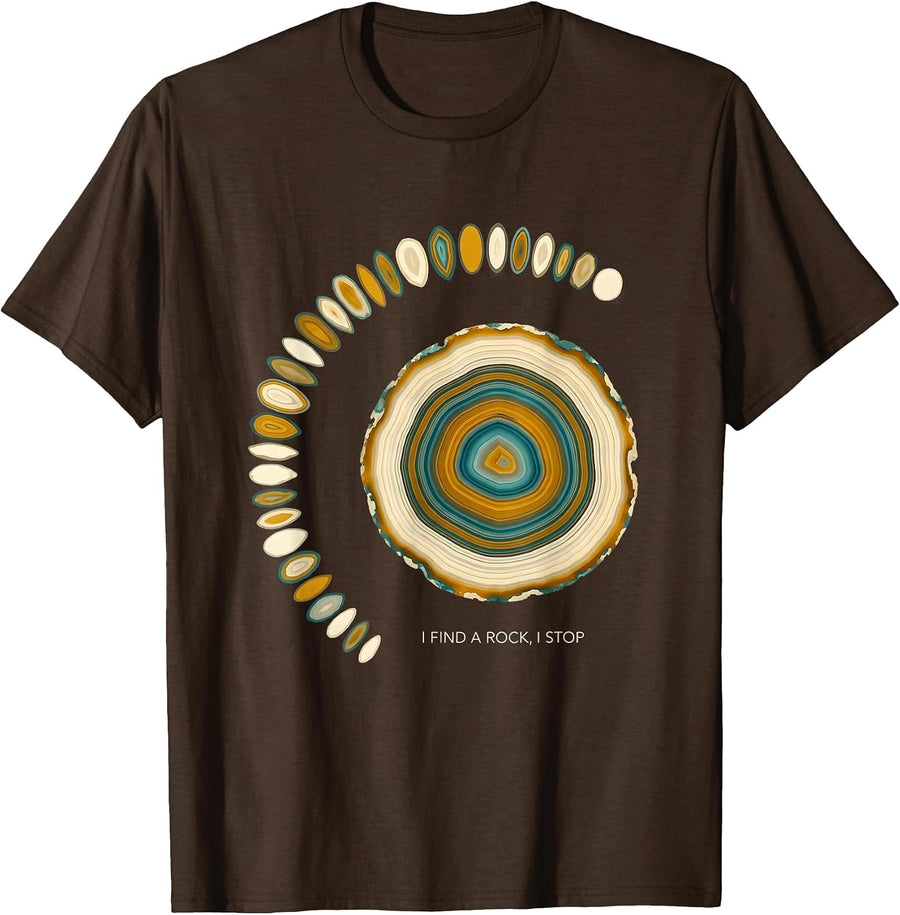 Men's I Find A Rock I Stop Funny Rock Collector Geology Humor T-Shirt - Brown