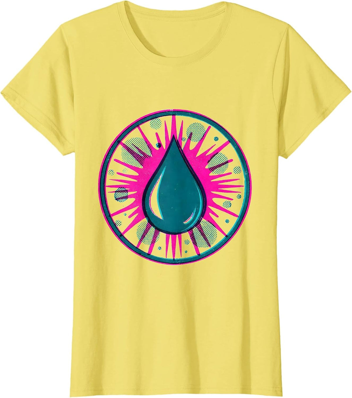 Ink Drop Splash Art Graphic Tee T-Shirt - Lemon Yellow
